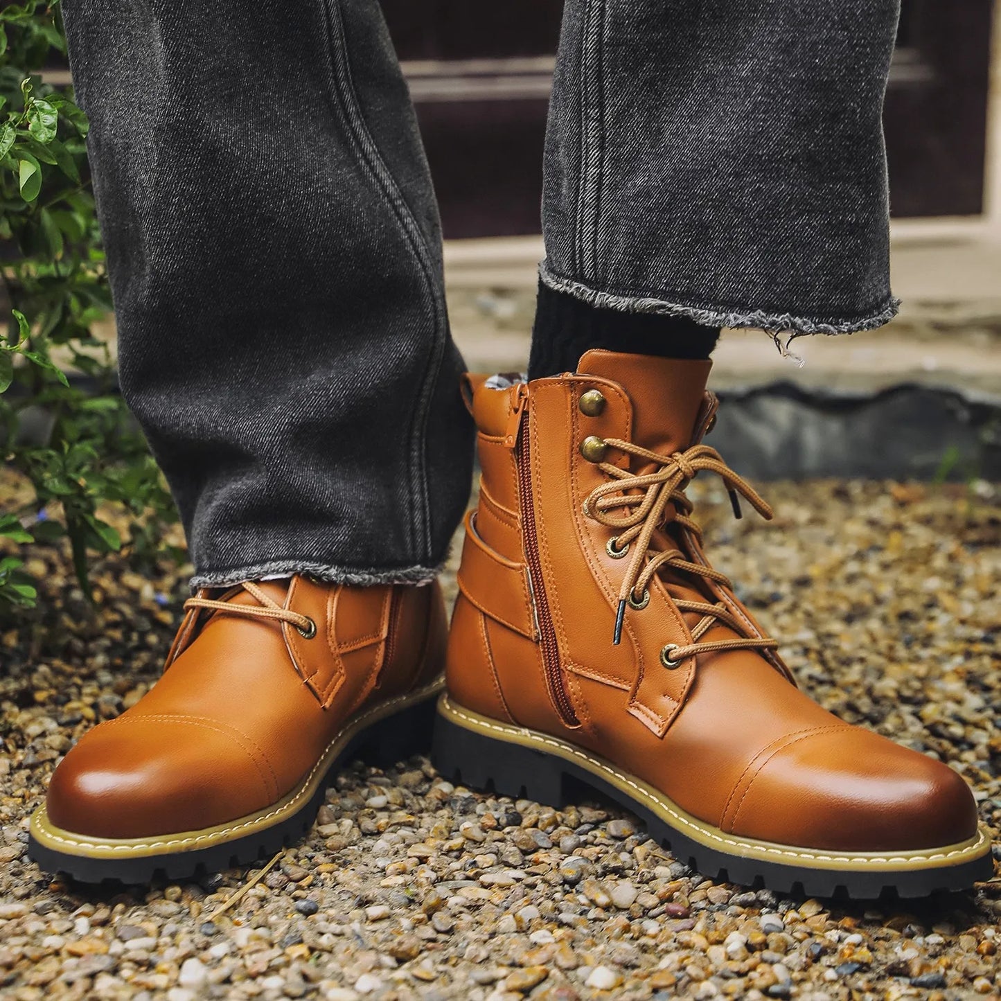 size 38-48 motorcycle boots men footwear man designer shoes ankle boots botines botas moto hombre botas casuales