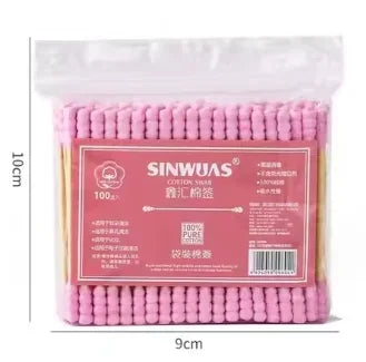 100pcs Colorful Safe Pure Cotton Swabs Baby Infant Dual Head Use Cleaning Makeup Swabs for Ear Nostril Cleaning
