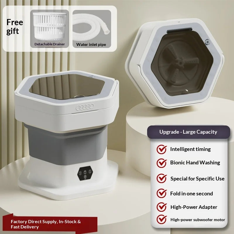 New Mini Folding Washing Machine Household Small-sized Washing Machine Socks Underwear Pants Also Capable Dehydrating White