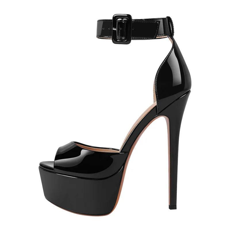 Onlymaker Women Platform Sandals Peep Toe Thin Heels Ankle Strap Zebra Stripes Party Dress Summer Lady Shoes Big Size Sandals