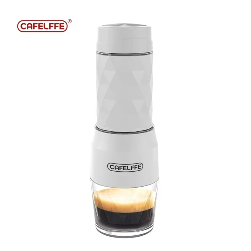 Cafelffe 3in1 Portable Coffee Machine Manual Espresso Maker For Capsule & Ground Milk Froth Hand Press Brewer hiking Travel Gif