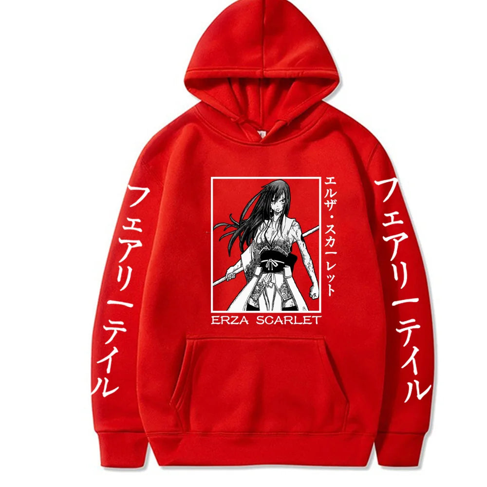Fairy Tail Print Anime Men's Hoodie Erza Scarlet Clothes Tops Men's Loose Sweatshirts Hip Hop Streetwear Harajuku Male Pullover
