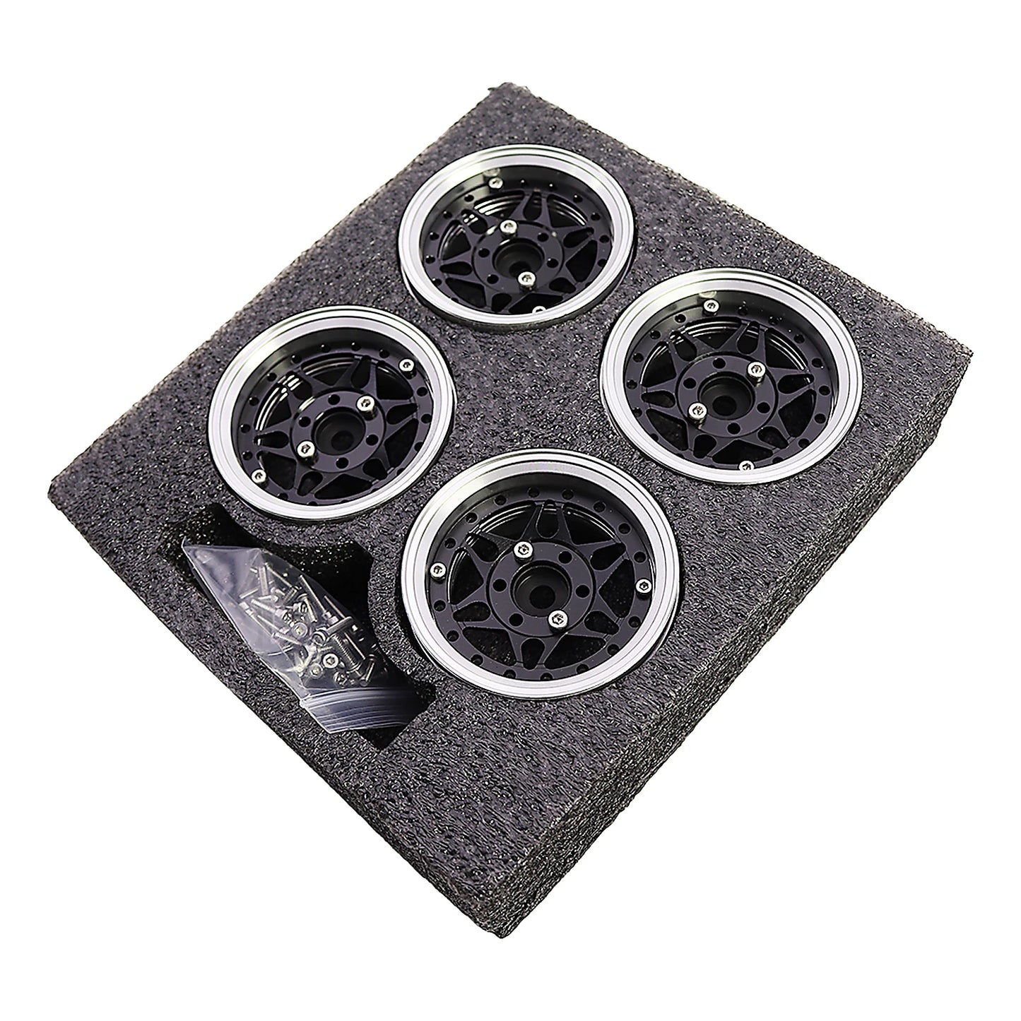1.9" CNC Aluminum Beadlock Wheels Rim with Adjustable Offset for TRX4 TRX6 Axial SCX10 Redcat GEN8 RC4WD D90 1/10 RC Crawler