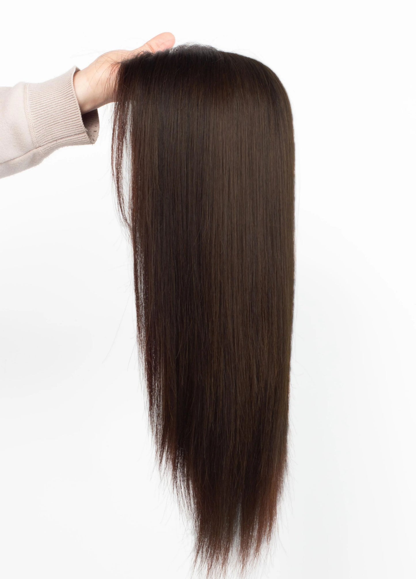 Brown Straight Hair Topper For Women Skin Silk Base Virgin Human Hair Piece Cover Breathable Silk Top Toupee with Clips in