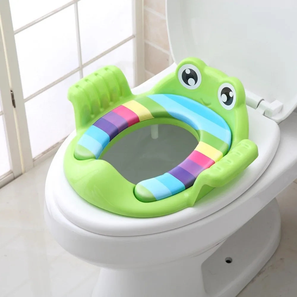 Cute Safe Baby Toilet Seat Easy to Clean Non-slip Children Potty Soft Cushion Frog shape Toddler Toilet Seat for Infant