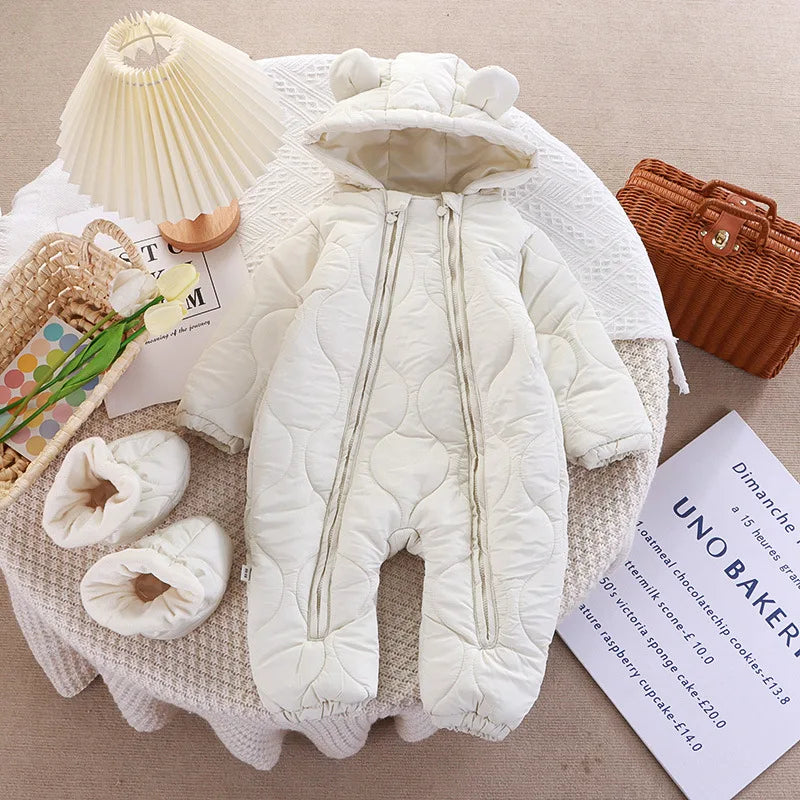 Newborn Baby Autumn Winter Romper Double Zippers Cotton-padded Warm Thicken Rompers Toddler Playsuit Infant One-piece Clothing