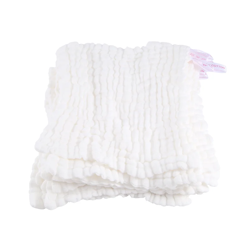 WOTT-Baby Muslin Bath Towels, 10 Pack Of Reusable Soft Absorbent Cotton Baby Face Towel, For Baby's Delicate Skin White