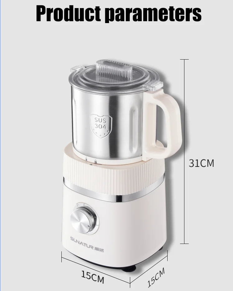 SUNATUR 500W Home Use Food Processor Multifunctional Kitchen Grinder for Coffee Spices Baby Food with Large Capacity