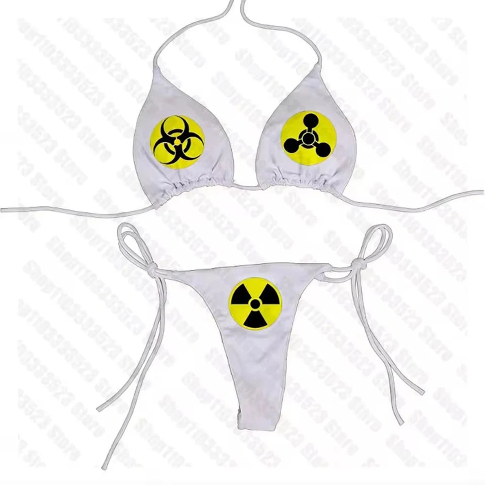 Harajuku Kawaii Printing Bikini Gothic Vintage Graphic Bikini Set Y2k Aesthetic Sexy Bikini Set For Women 90s E-Girls Bikini Set