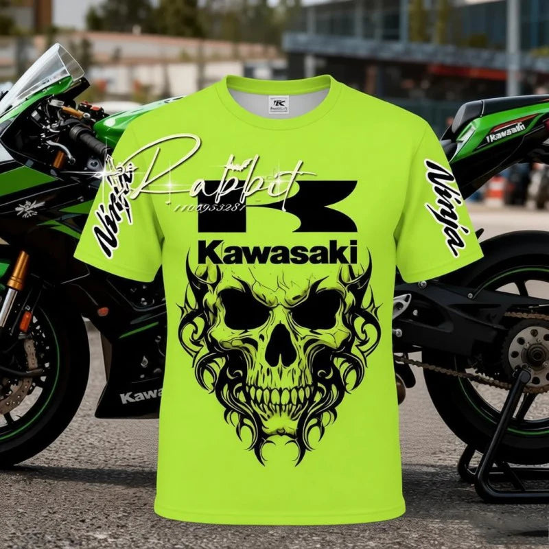 Kawasaki Brand Fashion Sports Style Short-sleeve T-shirt Trendy Print Casual Daily Top