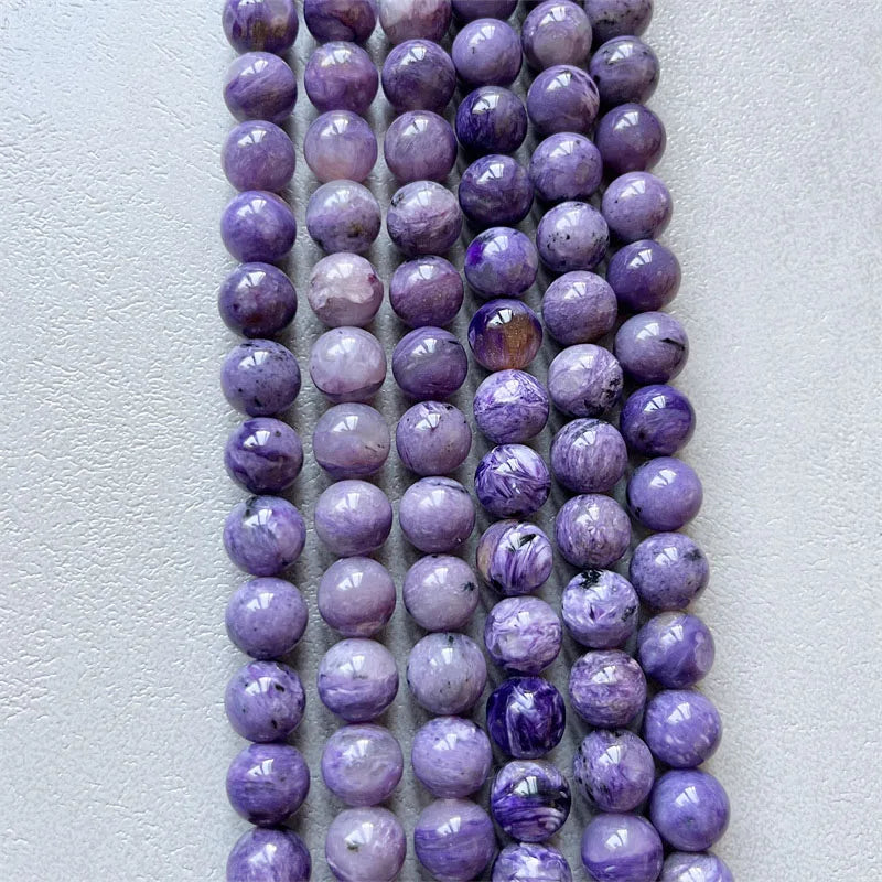 6MM Green Charoite 10MM Purple Jade Effect Natural Genuine Seraphinite Gemstone Loose Beads for Jewelry Design DIY Clinochlore