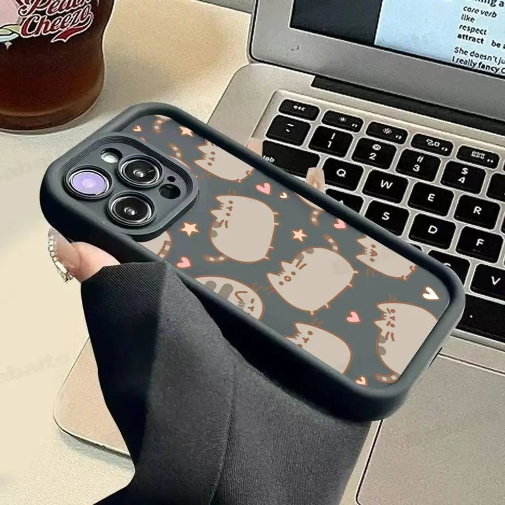 Anime Cartoon P-Pusheens cat Phone Case For iPhone 11 12 13 14 15 16 17 Pro Max Plus Shockproof Protecti Case
