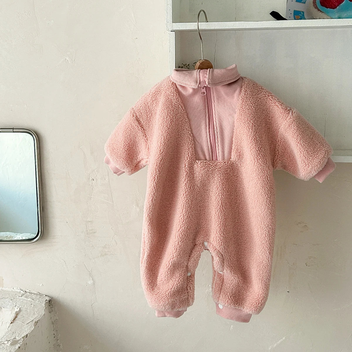 2025 Winter Baby Clothes Baby Rompers Solid Color Infant Boy Girls Long Sleeves Newborn Warm Costume Zipper Jumpsuit 0-18 Months