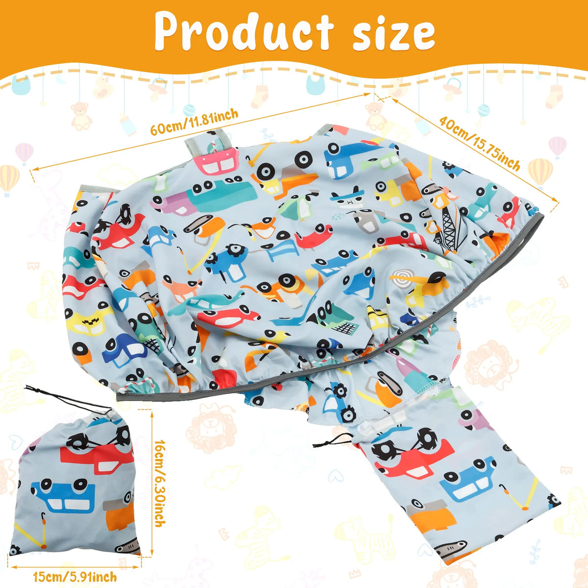 Baby Shopping Cart Seat Cover Polyester Waterproof Carton Style Baby Safety Cart Cover Comfortable Children Anti-Dirty Seat Pad