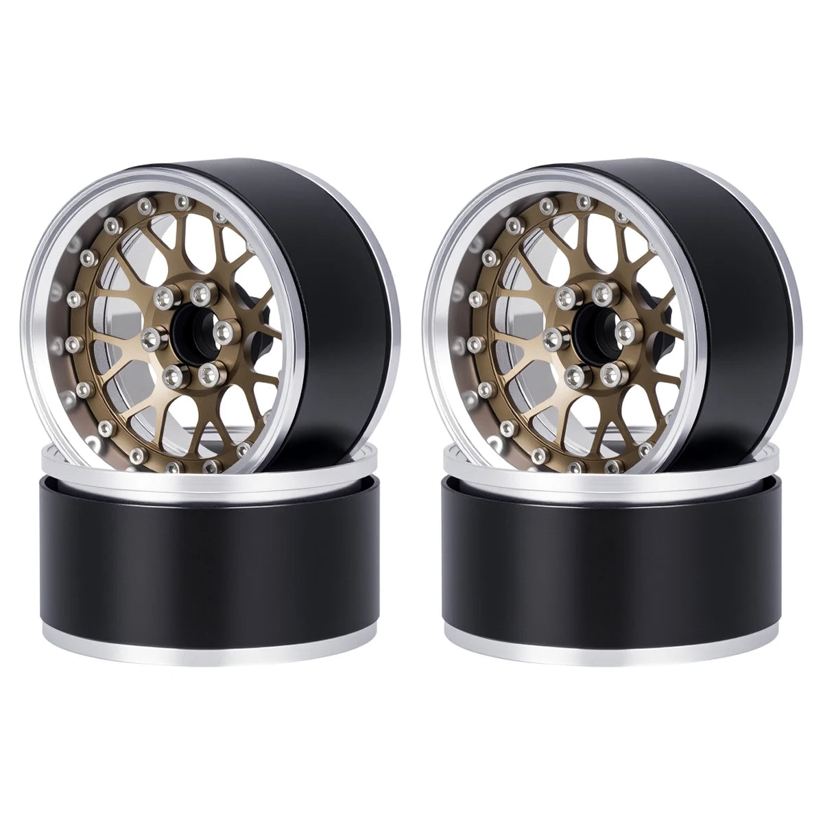 4Pcs 2.2 Inch Aluminum Alloy Beadlock Wheels Rim 12mm Hex for 1/10 RC Crawler Axial SCX10 90046 Wraith Capra TRX4 TRX6 D90