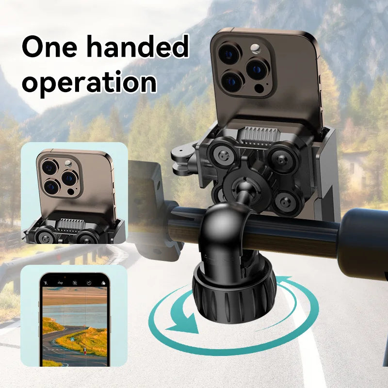New Motorcycle Phone Mount with Vibration Dampener - 30s Tool-Free Install & Quick Lock, Universal for Bike/MTB, Fit 4-7" Phones
