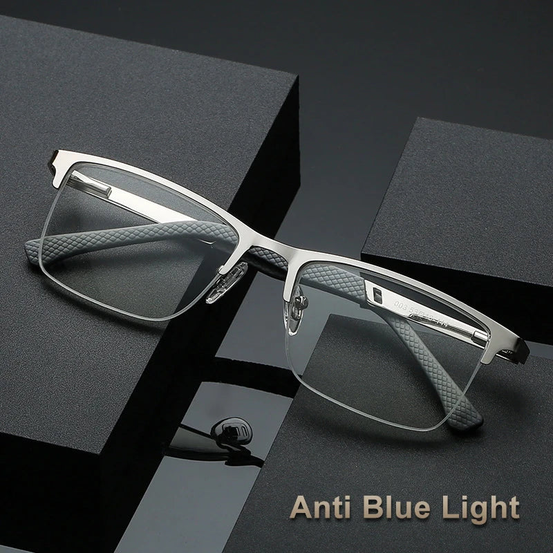 CLLOIO New Progressive Multifocus Reading Glasses Men Business Anti Blue Light Presbyopic Glasses Spring Hinge Diopters Eyewear