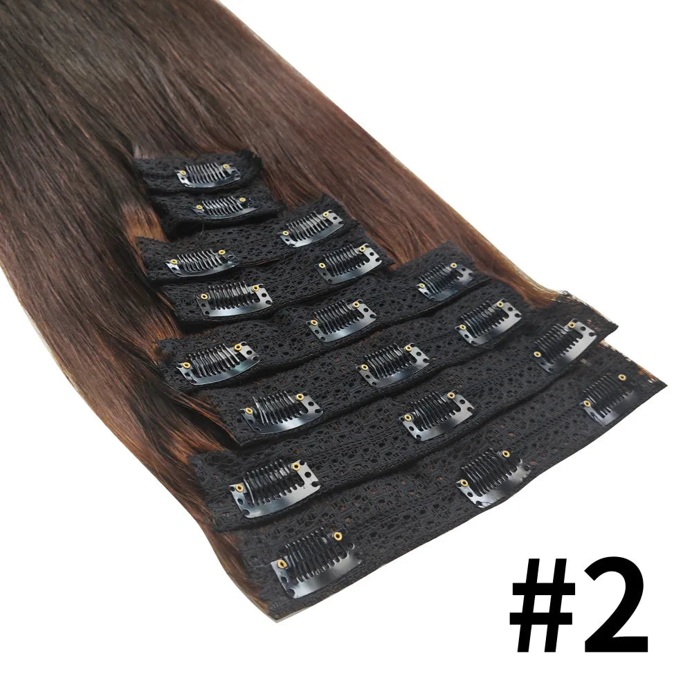Clip In Hair Extensions Straight 100% Unprocessed Human Hair 8 Pcs/Set Full Head Seamless Brazilian Natural Black Clips ins Hair