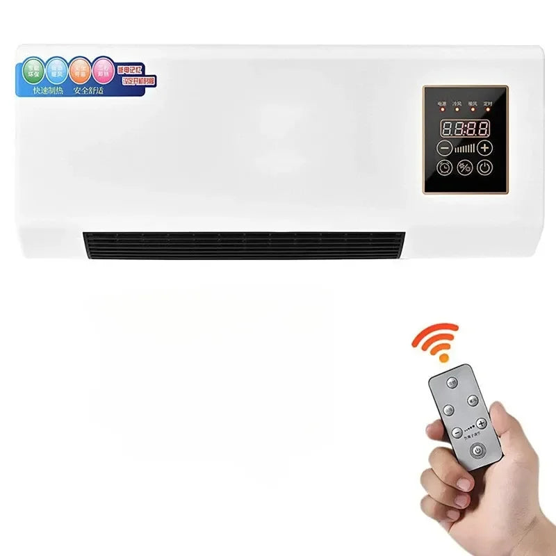 Electric Air Conditioner Fan Wall Mount Easy Temperature Timer Heating and Cooling Fan Space Heater Fan with Remote Control