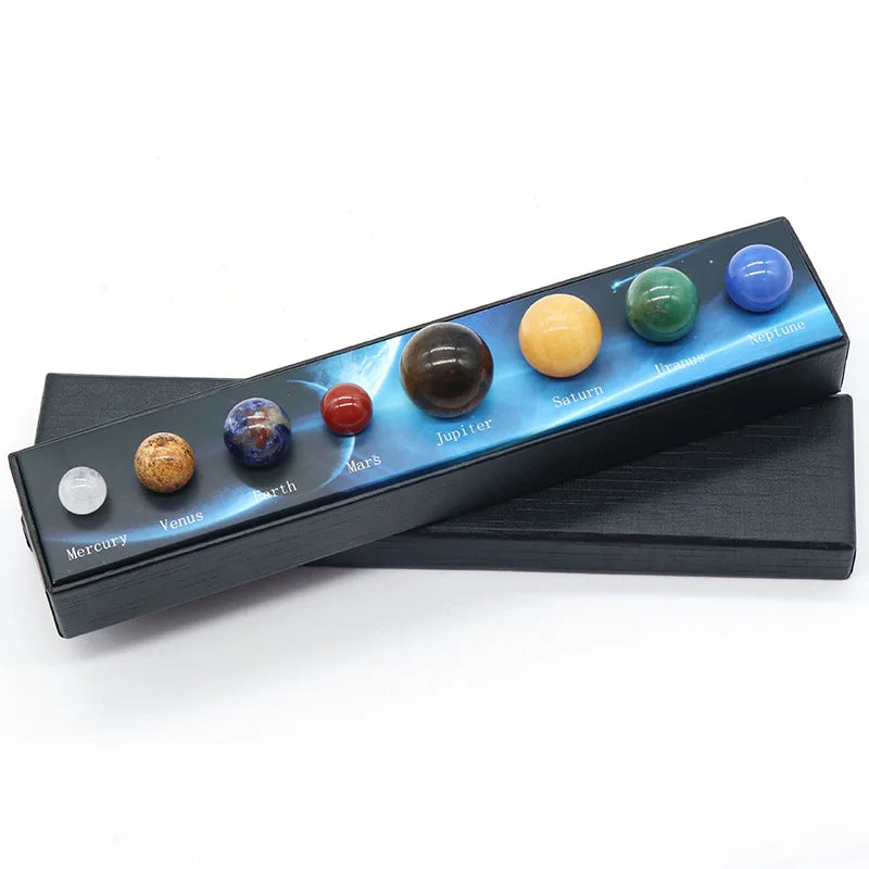 fashion Good quality Natural Crystal 8 9 Planet Ball Solar Sun System Rock Quartz Stone Healing Energy Sphere Galaxy Model Globe