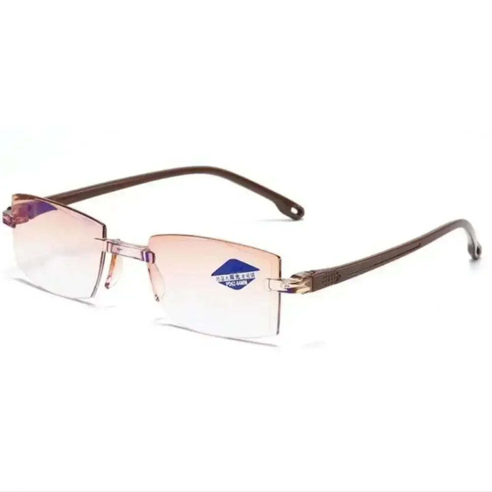 Bifocal Progressive Reading Glasses Diamond-cut Men Blue Light Blocking Multifocal Eyewear Ultralight Rimless Eyeglasses