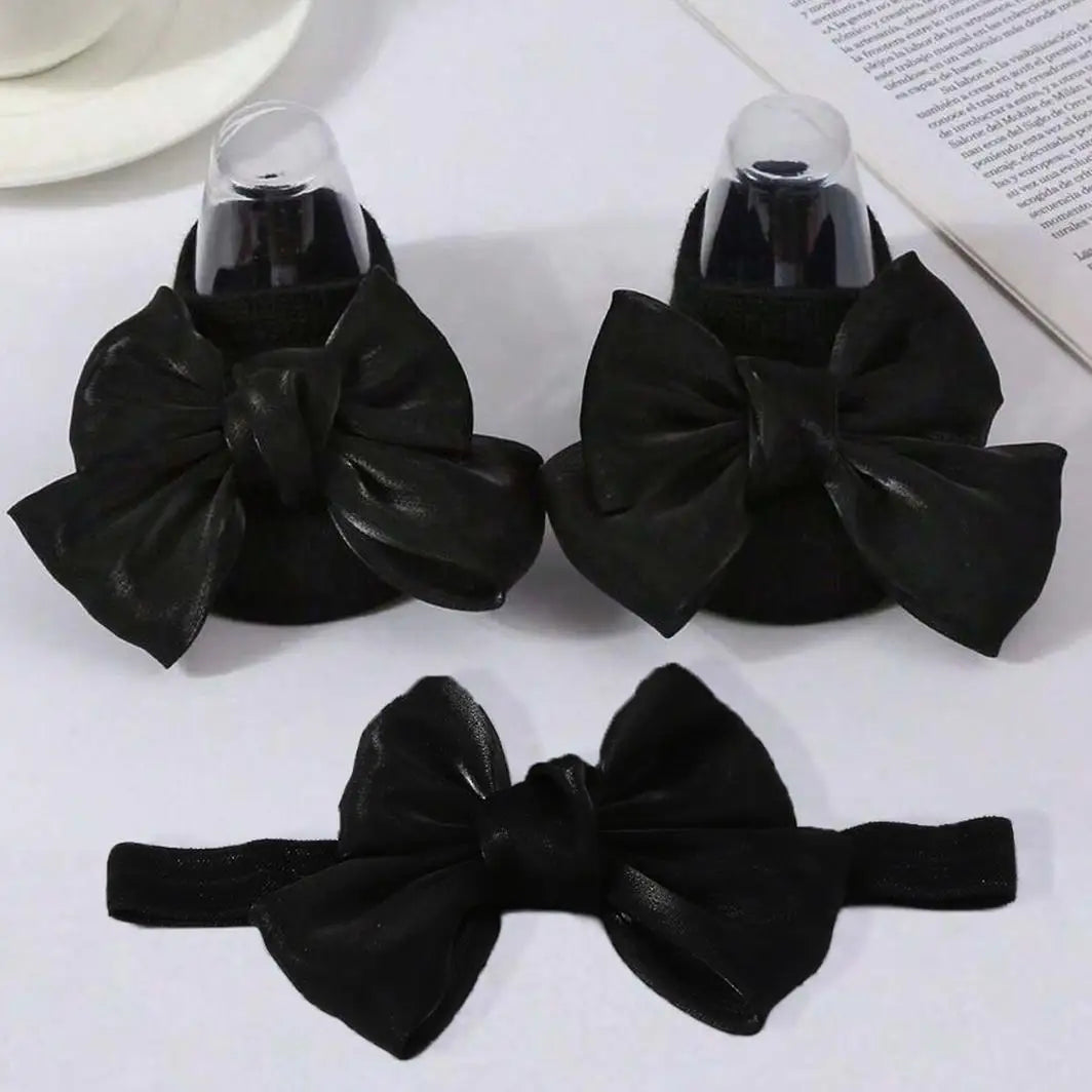 1 pairs Breathable Adorable and Bow Princess Socks & Hairbands for Baby Girls with Non-slip Design