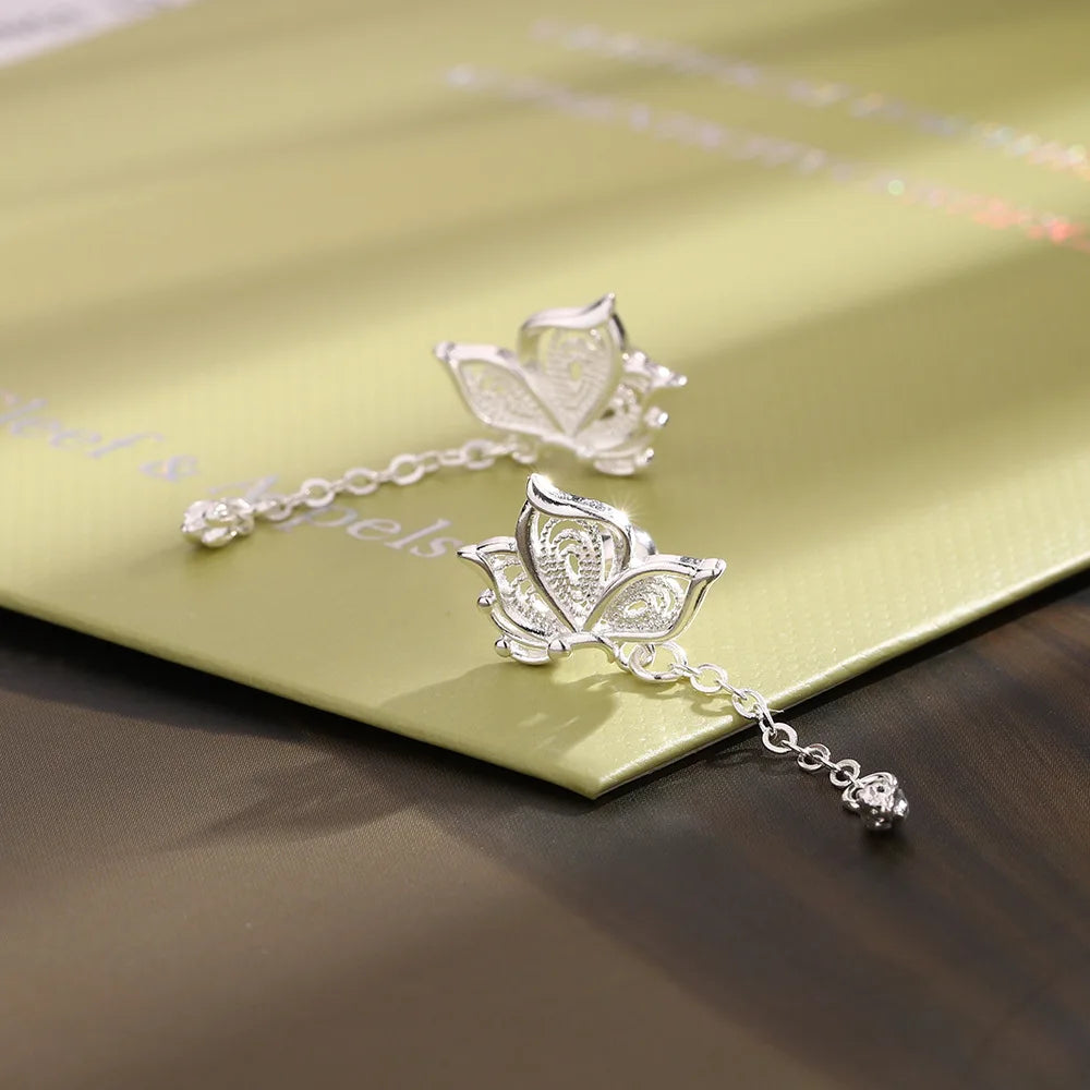 925 Silver Butterfly Hollow Stud Earrings For Women Luxury Designer Jewellery Engagement Wholesale