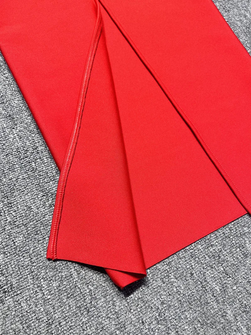 Valentine's Day Women Sleeveless V-Neck Ruffles Bodycon Long Bandage Dress Celebrate Evening Party Birthday Cocktail Dress