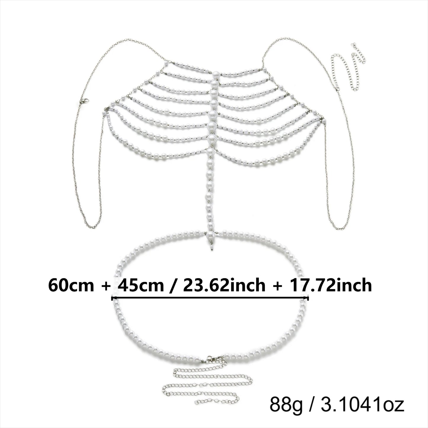 Luxe Imitation Pearl Body Chain for Women Beaded Halter Chest Chain Layered Top Bridal Wedding Party Fashion Jewelry Gift