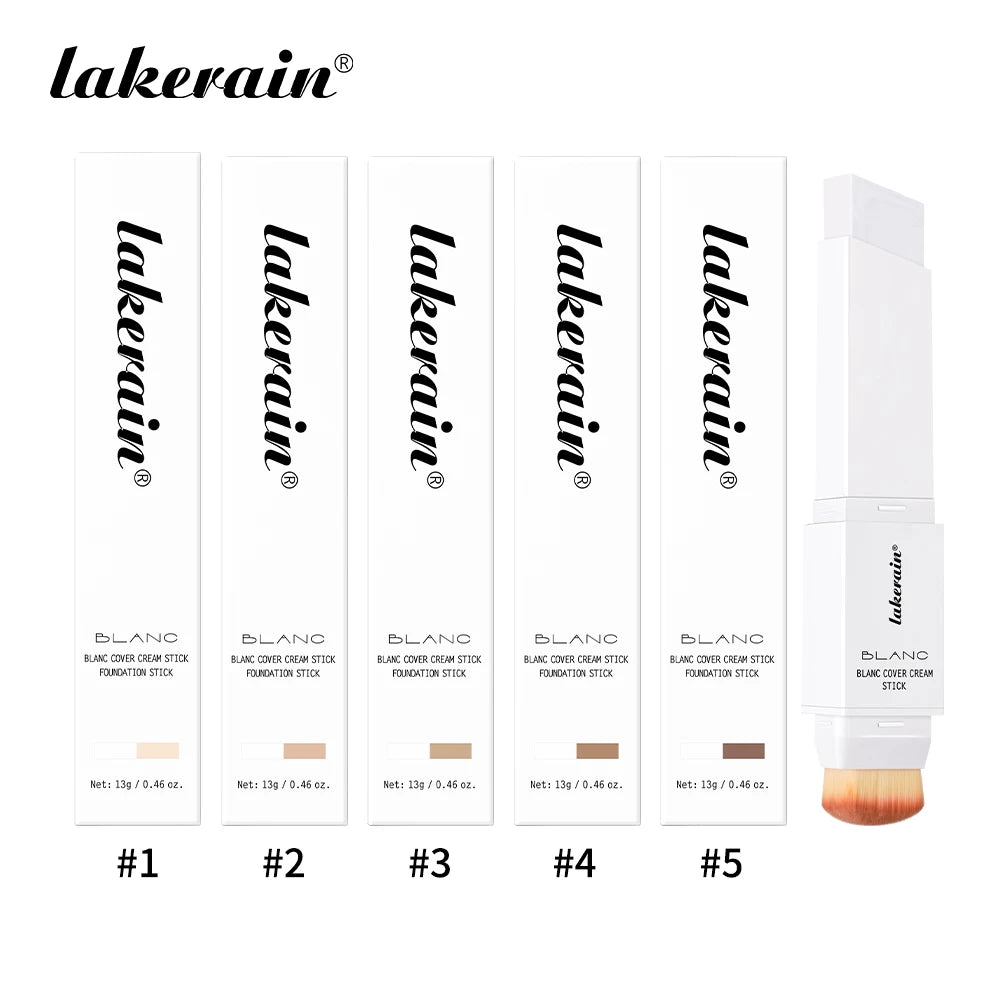 Lakerain Blanc Cover Cream Stick Dual-ended Design Waterproof Foundation Coverage Travel Bronze Creamy Foundation Natural Makeup
