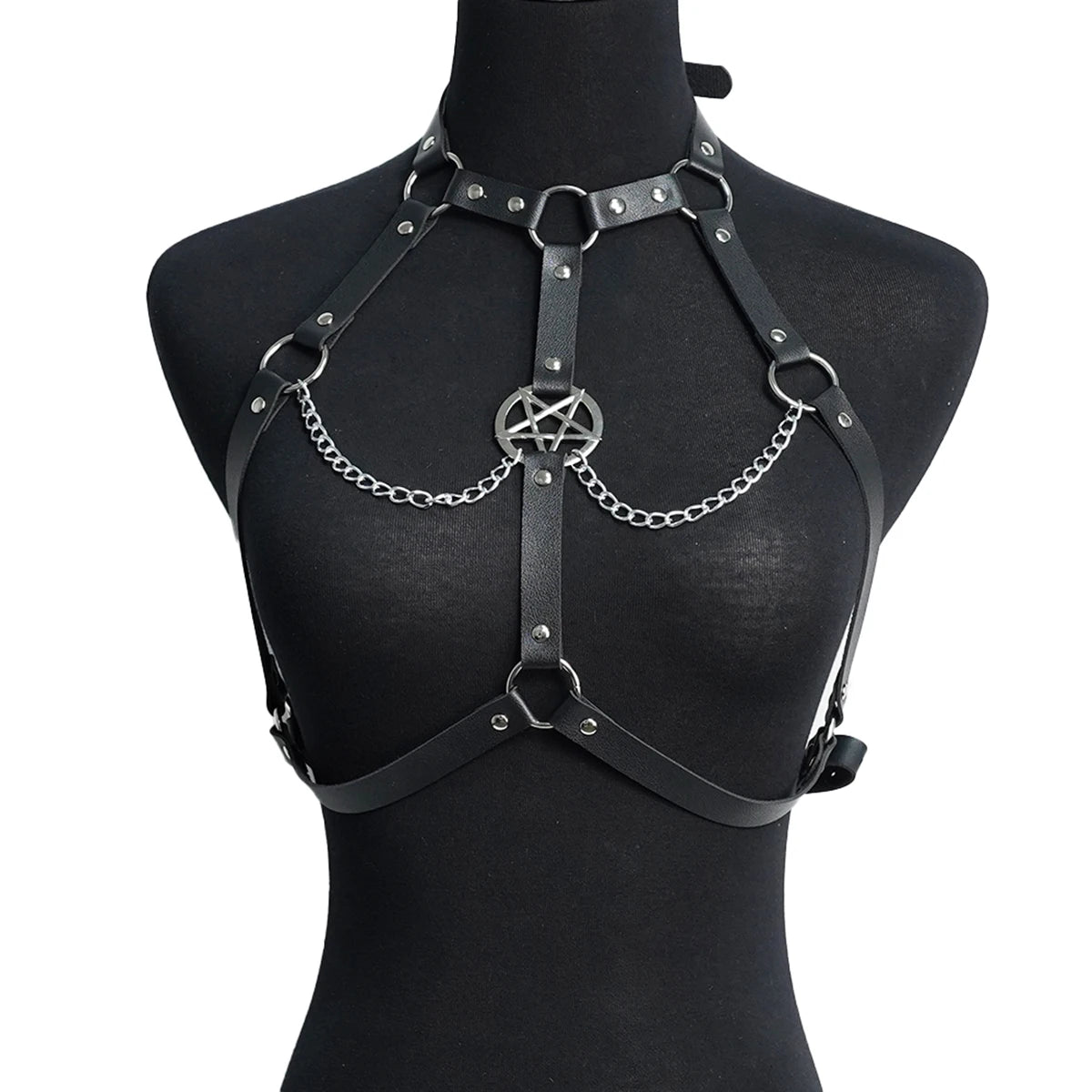 Women Sexy Body Chest Chain Jewelry Pu Leather Waist Belt Belly Chains Festival Fashion Jewelry for Women Gothic Accessories