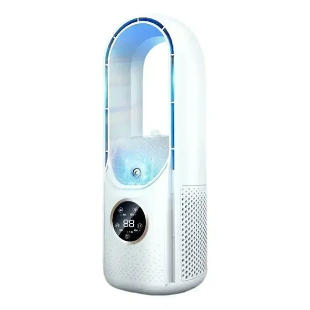Portable USB Air Cooler Leafless Electric Fan 6 Speed Silent Timer Air Conditioner Cooling Fan Humidifier Conditioning Fan Amagi