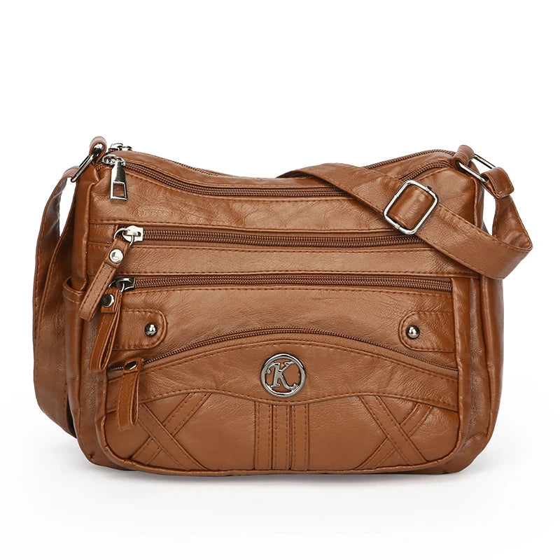Retro Soft Leather Multi Pocket Single Shoulder Crossbody Bag High Quality Women's Bag Luxury Designer Purses and Handbags 2025