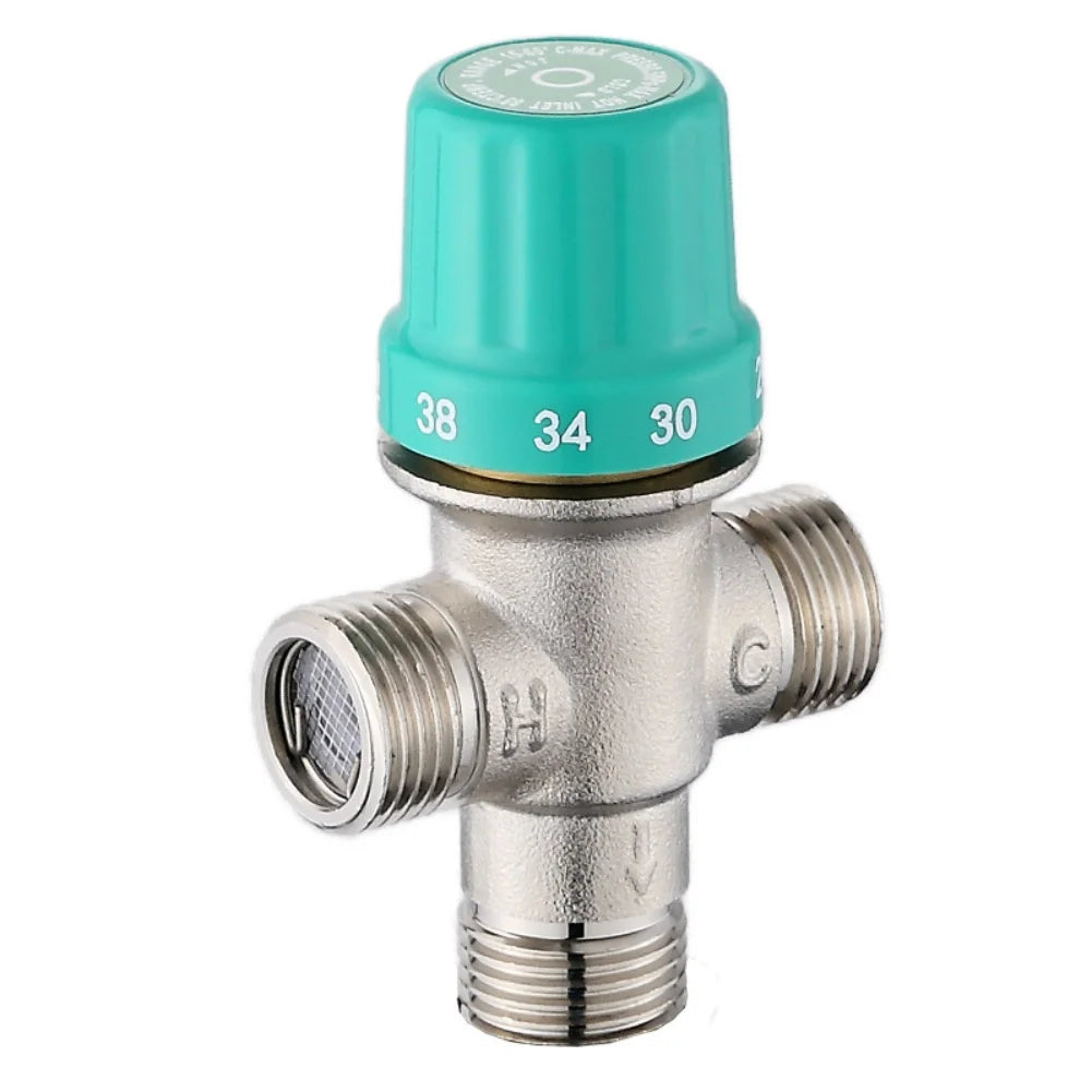 Thermostatic Mixing Valve 1/2'' Male Connection Water Temperature Control Valve Solid Brass for Bathroom Heating System