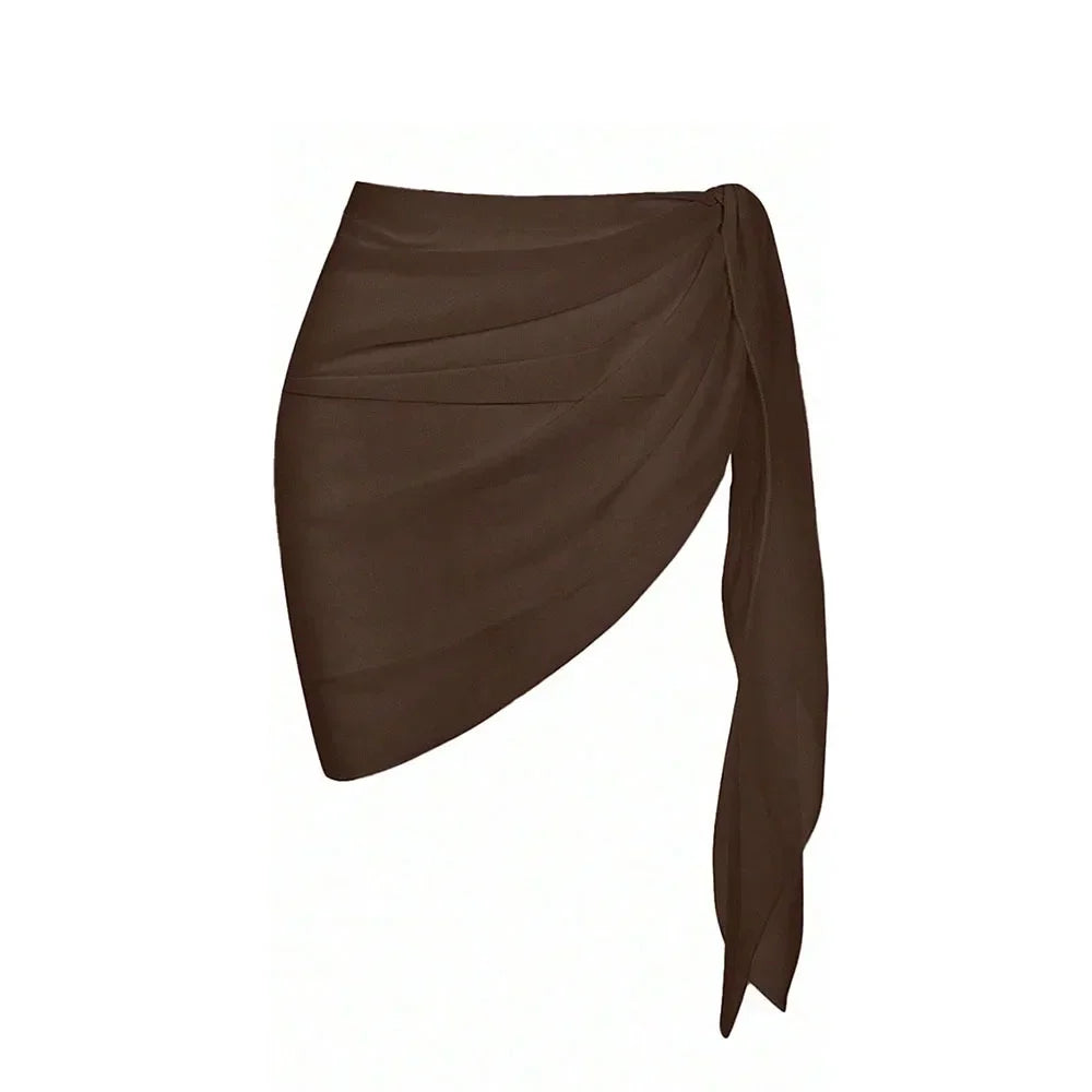 Summer Vacation Bikini Beach Skirt Women Beach Swimming Chiffon Skirt Lightweight Scarf Beach Swimsuit Hoodie Strap Design Sexy