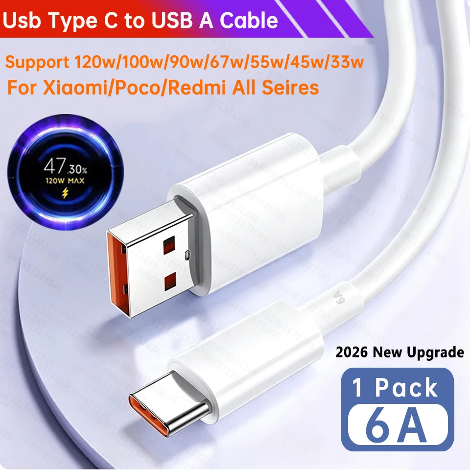 Original 120W Usb C Cable XIAOMI 100W 90W Hyper Fast Charging Cables Xiaomi 17 Pro Max 15 Ultra 14 T 13 Poco X8 F8 Redmi Turbo 5
