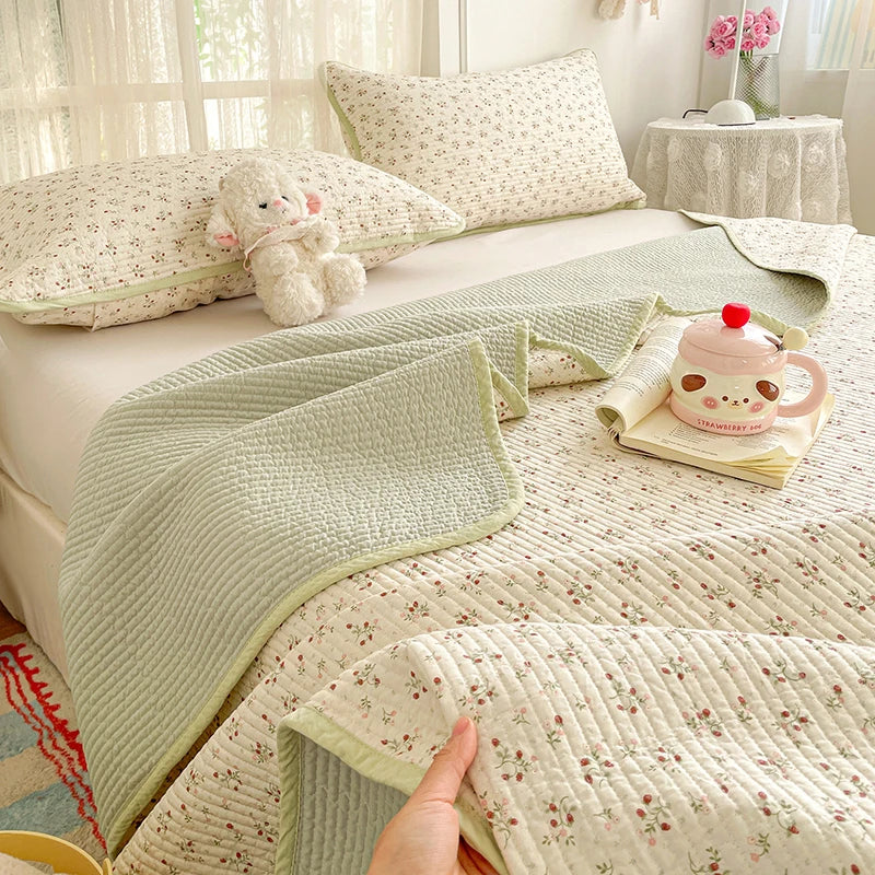 100% Cotton Bed Cover Thicken Bedspread Skin-friendly Printed Blanket Quilted Bedsheet Soft Bedspreads Cubrecama (No Pillowcase)