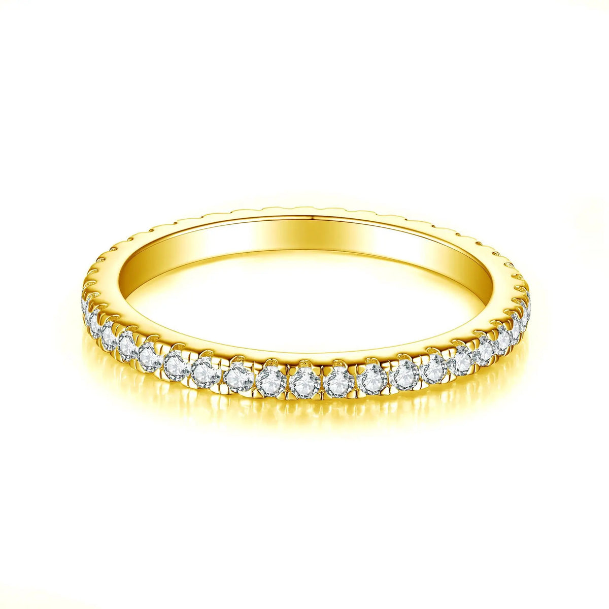 1.5mm All Moissanite 925 Sterling Silver Ring For Women with White Gold Plated Lab Diamond Engagement Wedding Band Jewelry