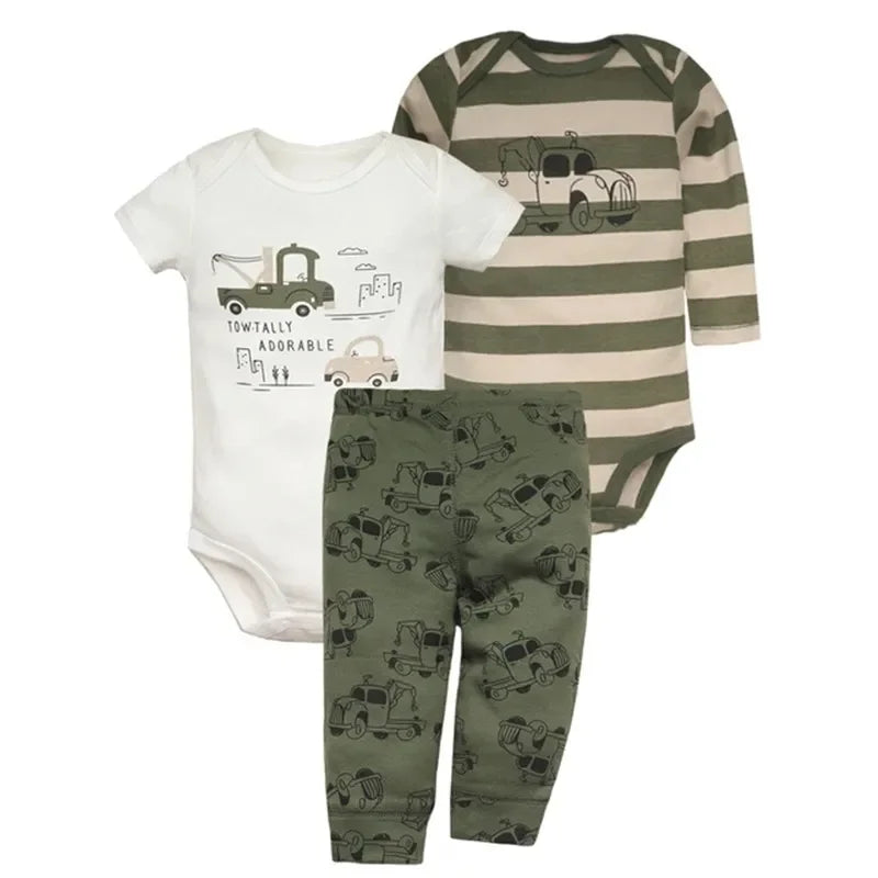 2026 Baby Boys Girls Clothes Set 100% Cotton Baby Bodysuits Baby Pants Summer Cartton Newborn Baby Clothes Infant Bebe Clothing