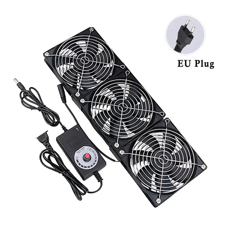 220V 12V Cooling Exhaust Fans with Controller 12cm for GPU VGA Btc Machine Workstation Cabinet Radiator Server Fan