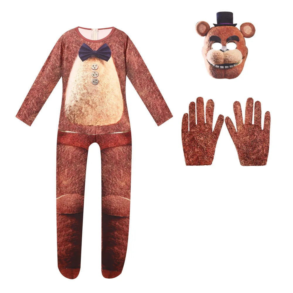 Kids Horrible Halloween Costume Five Nights Freddyed Jumpsuit Cosplay Nightmare Bonnie Fnaf Freddy Anime Christmas Gift for Boys