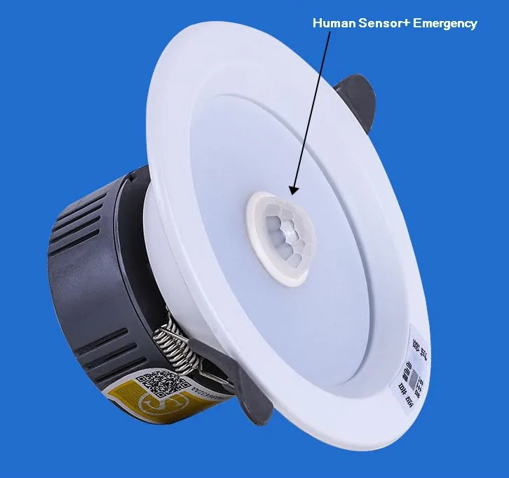 AC200-240V Emergency Lamp Home Power Outage Emergency Lights Recharging Downlight Human Sensor Control Round Indoor Led Lamp