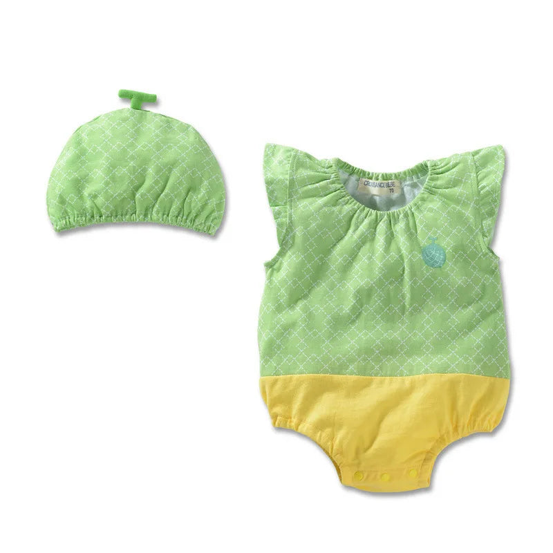 Summer Girl Baby Triangle Bodysuits Baby Cotton Cartoon Watermelon Bee Print Clothes Set Roupas Bebe Menino 0 a 6 Meses