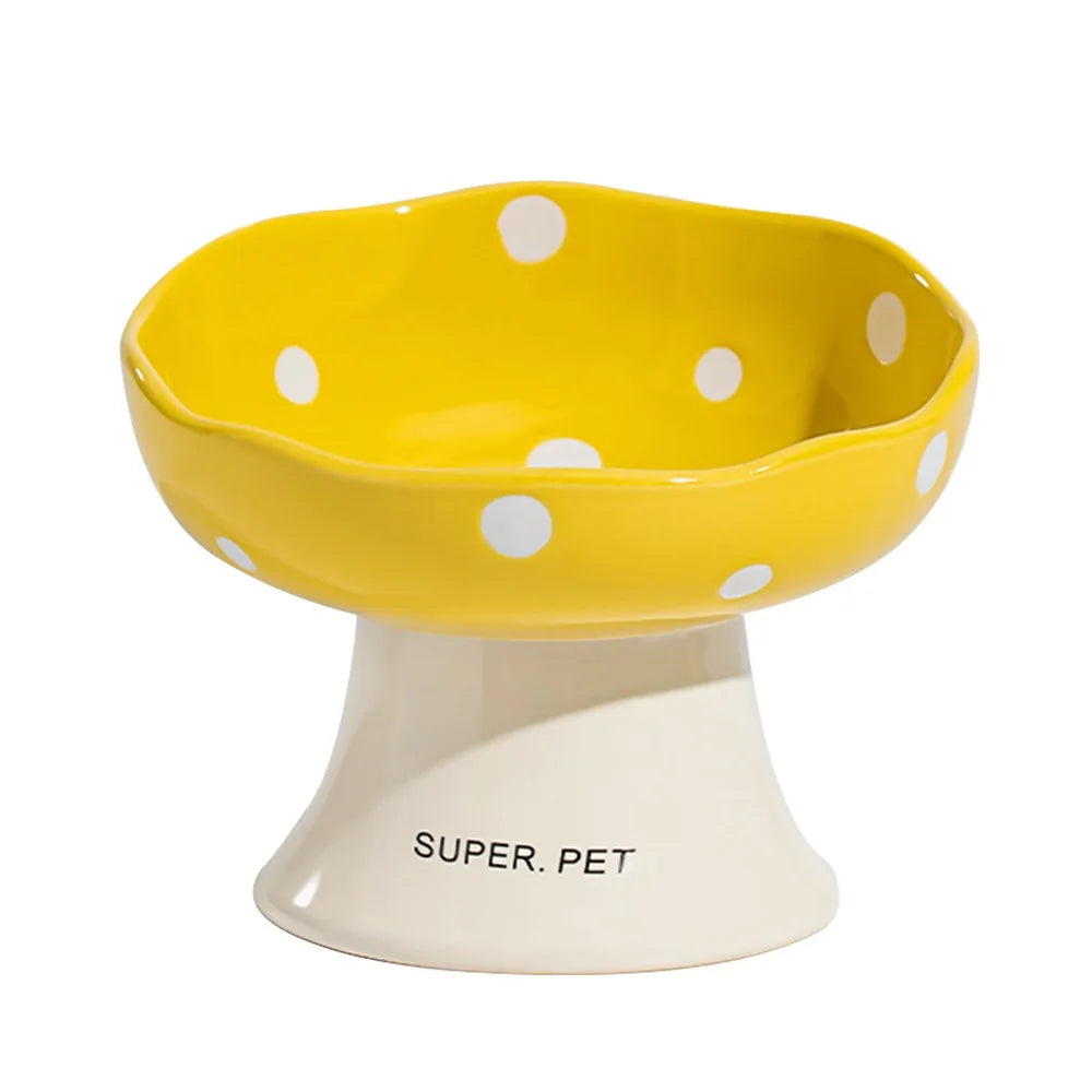 Ceramic Neck Protection Pet Bowl High Feet Slanted Mouth Mushroom Cat Bowl Anti-black Chin Anti-knockover Pet Food Bowl