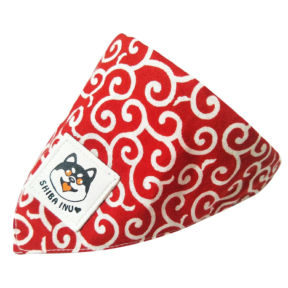 Classical Japanese Pattern Style Popular Shiba Scarf Bandana Roll Grass Cat Collar Dog Accessories for Small Dogs for Dog