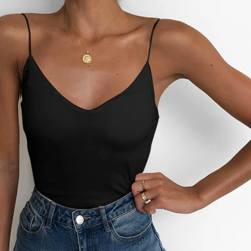 Summer Sexy Women Thin Wild Solid Camis Vest Tank Tops Female Strap Basic Tops Slim Sleeveless Camisole