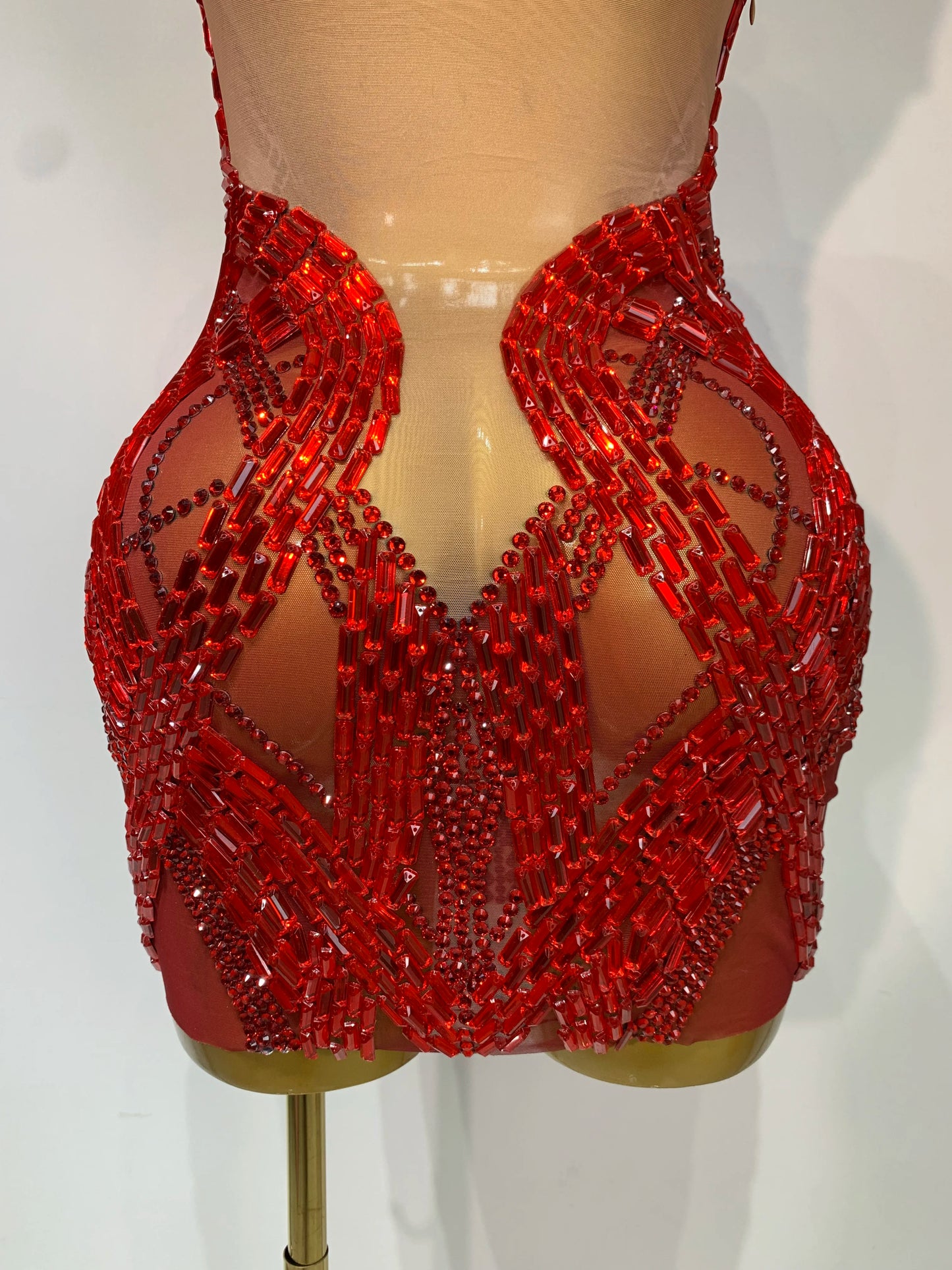 Luxury Rhinestones Sexy Mesh See Through Mini Dress Women Celebrate Birthday Evening Party Dress Stage Performance Costume