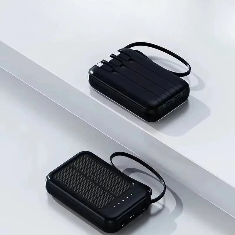 50000mAh High Capacity Solar Power Bank Built in Cable Solar Charger 2-USB Ports External Charger Power Bank LED Light 2026 New