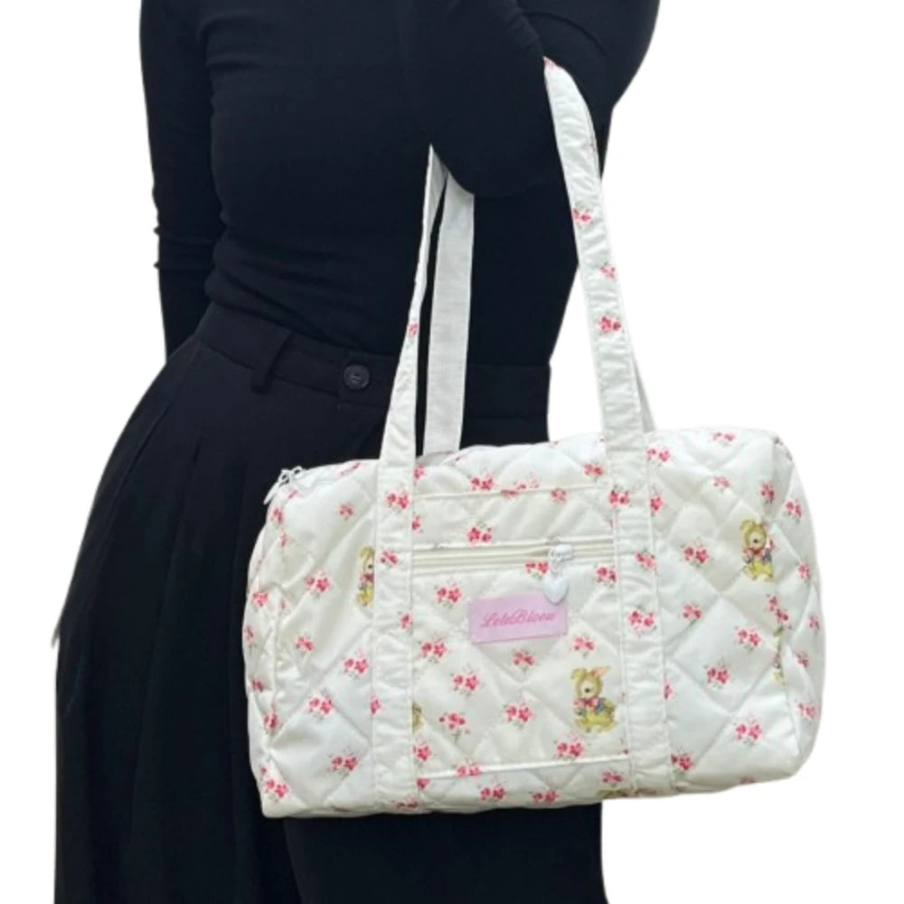Korean Style Stroller Organizer Bags Flower Multi-pocket Floral Mummy Bag Portable Baby Care Storage Women Handbag Outdoor