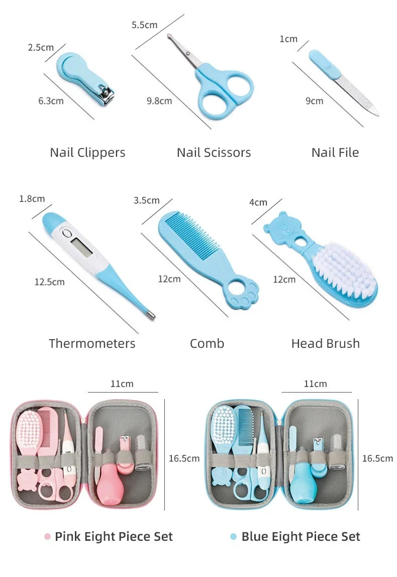 Cleaning Set Child Care Nail Clippers 8PCS Comb Massage Soft Bristle Brush Set Kit